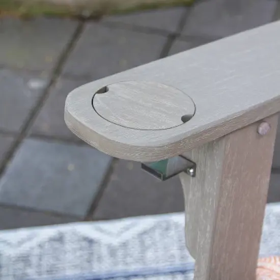 Cambridge Casual Sherwood Teak Weathered Outdoor Adirondack Chair with Cup Holder Gray: Weather-Resistant, 250lb Capacity image {4}