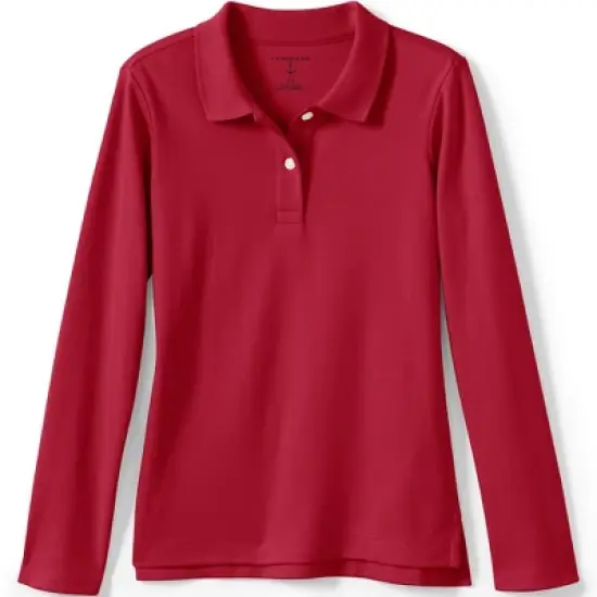 Lands' End School Uniform Girls Long Sleeve Feminine Fit Interlock Polo Shirt image {9}