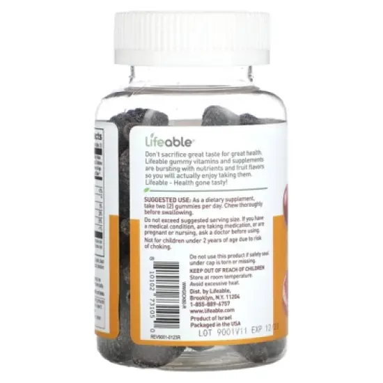 Lifeable Kids Iron + Vitamin C Gummies, Natural Grape, 60 Gummies image {2}