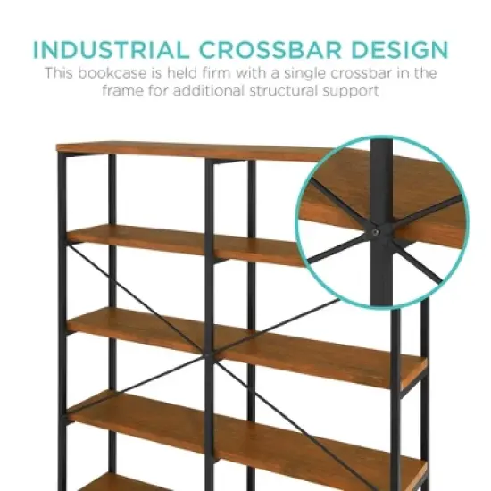 Best Choice Products 55in Storage Bookshelf for Living Room, Walkway w/ Industrial, Elevated Design image {1}
