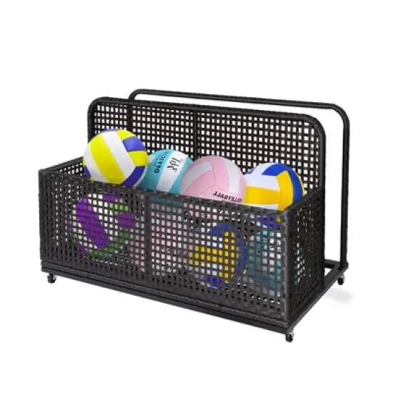 Waterproof Wicker Pool Float Storage Basket with Wheels - Large Outdoor Organizer for Pool Toys image {7}