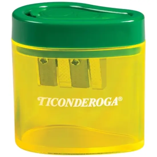 Ticonderoga&reg; Two Hole Pencil Sharpener, Green/Yellow, Pack of 6 image {1}