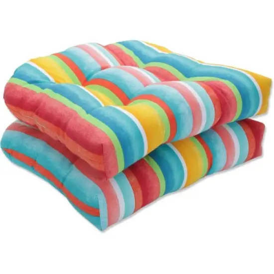 Set of 2 Outdoor/Indoor Wicker Seat Cushions Dina - Pillow Perfect image {4}