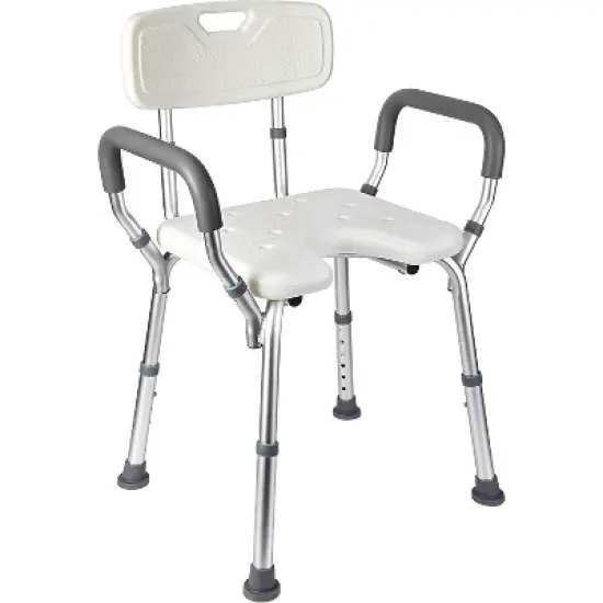 U-Shaped Shower Seat with Adjustable Height,Padded Armrests and Backrest,350 Lb Capacity,Slip-Resistant Bathtub Shower Chair for Seniors and Disabled image {7}