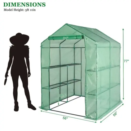 Walk-in Greenhouse for Outdoors, 58"x58"x75" Plant House with 8-Tier Grid Shelves for Seed Starting & Potted Plants image {4}