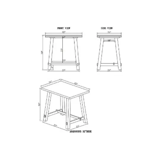 32" Small Adam Solid Wood Desk Rustic Natural - Alaterre Furniture image {8}