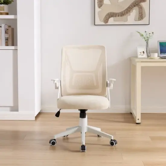 VECELO Mid-Back Swivel Ergonomic Office Chair with Adjustable Arms Mesh Lumbar Support image {5}