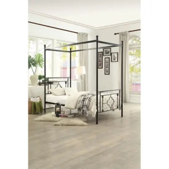Hosta Twin Metal Canopy Platform Bed in Black - Lexicon image {2}