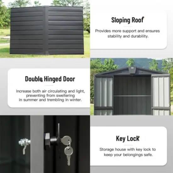 Syemin Deck Boxes Durable, Horizontal Compact Storage Shed for Garden, Backyard, Patio, Closet Deck Box, Gray, 69.21"*32.68"*71.34" image {3}