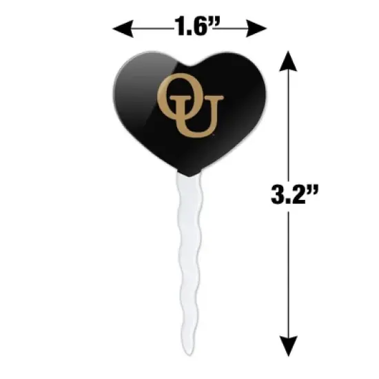 Oakland University Secondary Logo Heart Love Cupcake Picks Toppers Decoration Set of 6 image {5}
