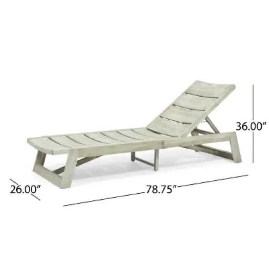 Christopher Knight Home Maki Outdoor Acacia Wood Armless Adjustable Chaise Lounges (Set of 4) image {2}