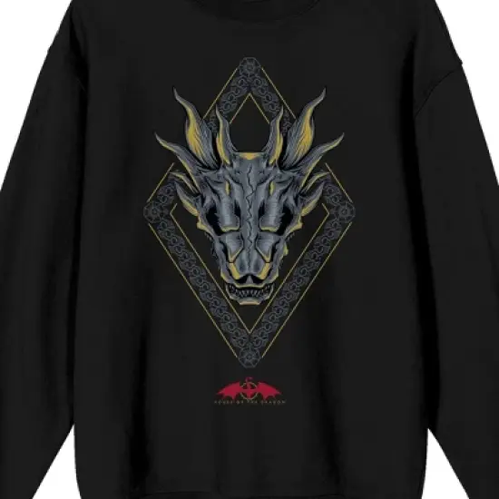 House of the Dragon Blue Dragon Head Men's Black Crewneck Sweatshirt image {1}