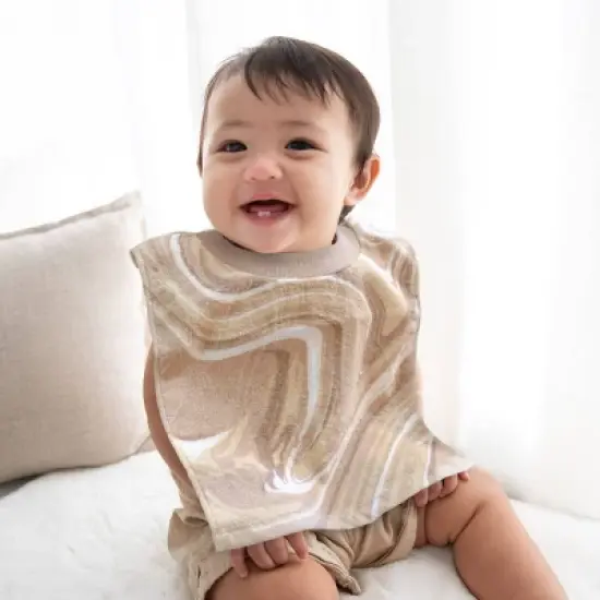 Neat Solutions Printed Pullover Toddler Bib Set - Neutral Marble - 3pk image {4}