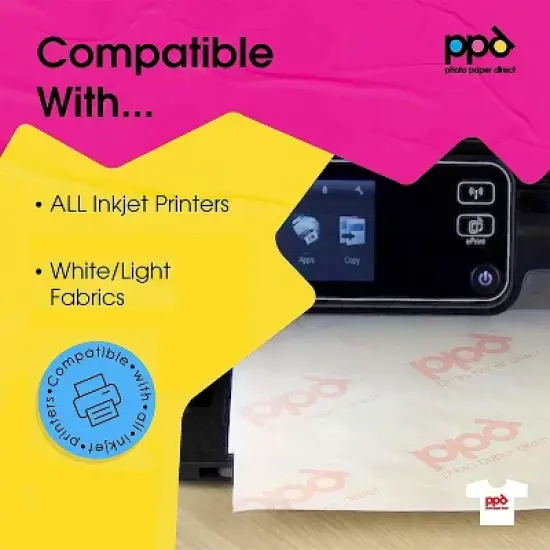 PPD 50 Sheets 8.5x11&rdquo; - Inkjet Iron-on Heat Transfer Paper for White & Light Fabric and T-Shirts - Premium - PPD-1-50 image {3}