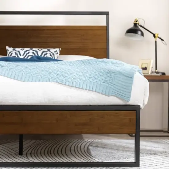 Suzanne Bamboo and Metal Platform Bed Frame with Headboard - Zinus image {3}