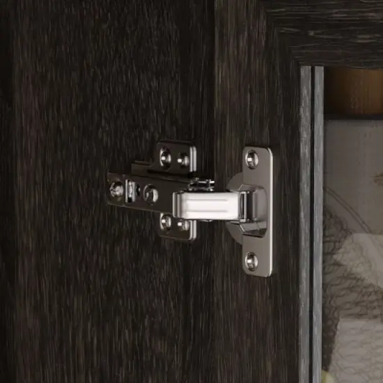 Famapy Dark Multi-Compartment Kitchen Pantry Cabinet,4 Shelf & 3 Glass Doors,Food Storage,Dinning Room image {8}