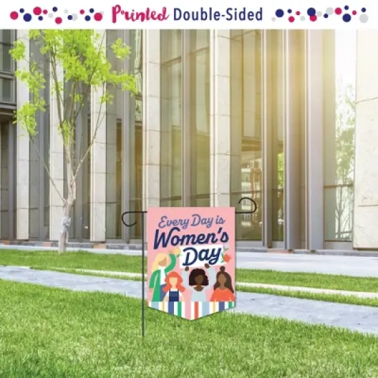 Big Dot of Happiness Women's Day - Outdoor Home Decorations - Double-Sided Feminist Party Garden Flag - 12 x 15.25 inches image {1}