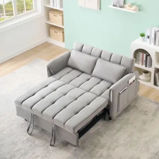 Sapphtopaz 52" Couches for Living Room 2-Seater Pullout Sofa Bed 3 in 1 Convertible Sleeper Sofa with Pillow & Pocket Small Loveseat for Bedroom image {9}