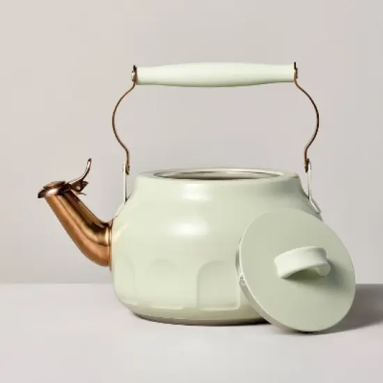 2qt Stainless Steel Arch Cutout Teapot Serene Green - Hearth & Hand&trade; with Magnolia image {4}