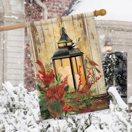 Briarwood Lane Holiday Lantern Christmas House Flag Rustic Greenery Cardinals 28" x 40" image {1}