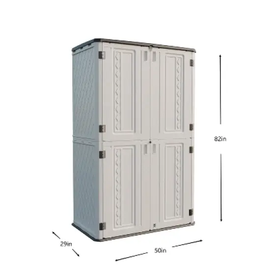 Syemin Storage Shed, Waterproof Large Storage Shed, Double Shelves for Cleaning Tools and Garden Accessories, White, 50"*29"*82" image {4}