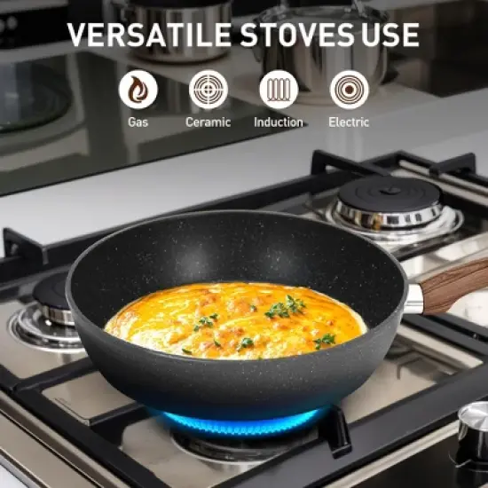 Captiva Designs Nonstick Granite Cookware and Bakeware Set with Heat-Resistant Bakelite Handle image {6}