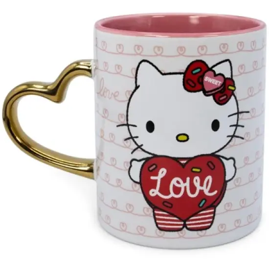 Silver Buffalo Sanrio Hello Kitty Love Heart-Shaped Handle Ceramic Mug | Holds 14 Ounces image {7}