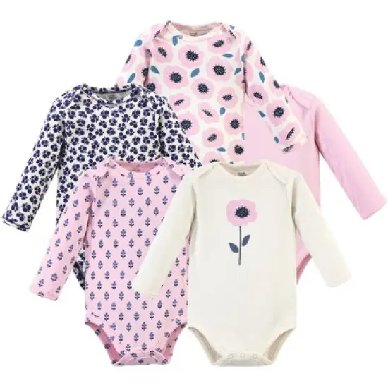 Touched by Nature Baby Girl Organic Cotton Long-Sleeve Bodysuits 5pk, Blossom image {6}