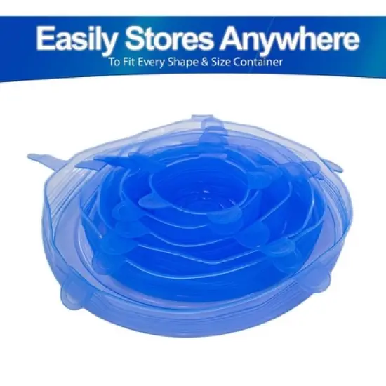 5 Star Super Deals Silicone Stretch Food Lids 24 Rectangular Pack - Reusable Leak-Proof Containers Covers for Fresh Food Storage & Plastic Containers image {3}