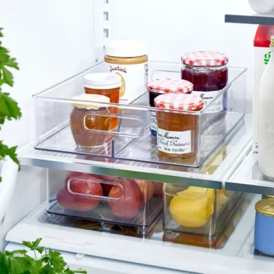 iDesign Plastic Stackable Fridge Bin with Handles, Set of 6, Clear, Made in USA image {7}