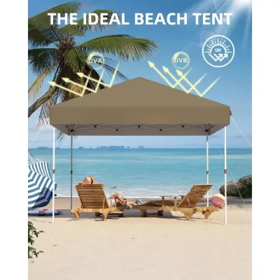 CuisinSmart 10x10 FT Heavy Duty Pop Up Canopy Tent with 1 Removable Mesh Sidewalls, One Person Setup Commercial Shelter for Events, Parties, Camping image {2}