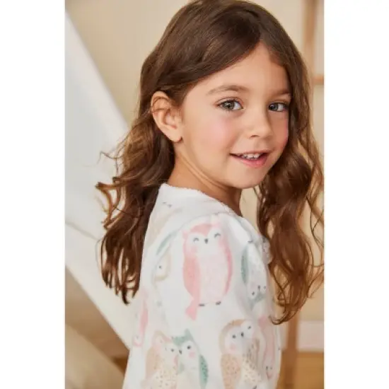 Carter's Just One You&reg;️ Toddler Girls' 2pk Florals and Owls Fleece Footed Pajama - Ivory/Green image {5}
