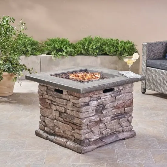 32" Stonewall Fire Pit Natural Stone - Christopher Knight Home image {1}