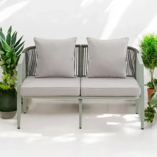 Mshliw Durable Outdoor Seating Set with Cushions and Iron Table &ndash; Comfortable 3-Piece Patio Set for Lawn, Garden, and Poolside image {4}