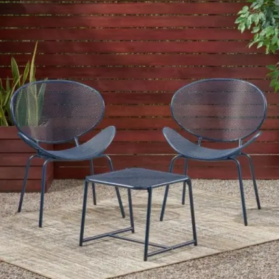 3 Piece Metal Patio Table and Chairs Sets, Outdoor Conversation Furniture Set,Metal Patio Table and Chairs Set for Small Space-Maison Boucle image {1}
