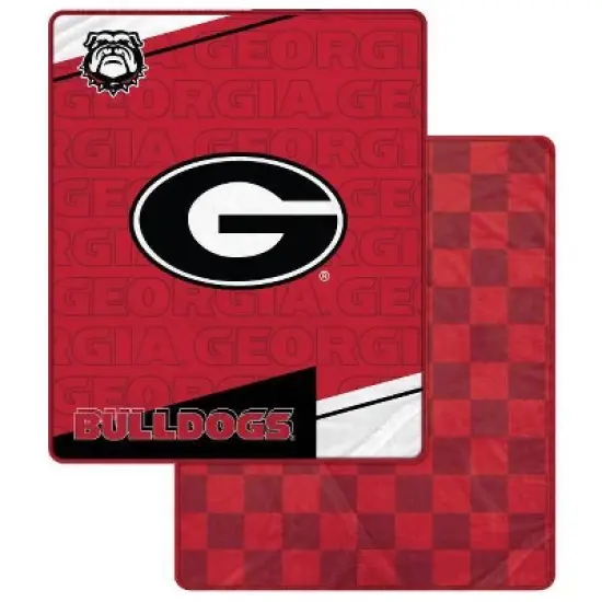 NCAA Georgia Bulldogs Diagonal Ghost Checker Double Sided Blanket image {3}