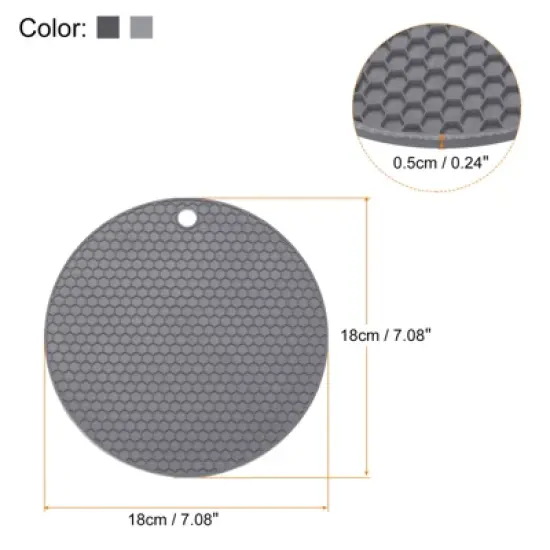 Unique Bargains Silicone Heat Resistant Non-slip Flexible Trivet Mat Deep Gray, Light Gray 2 Pcs image {1}