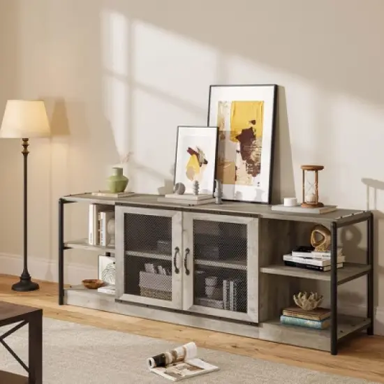 53.5'' Buffet Cabinet with Storage, 36'' Tall Wood Rustic Sideboard with 3 Drawer, Reversible Wine Rack and Adjustable Shelf image {2}