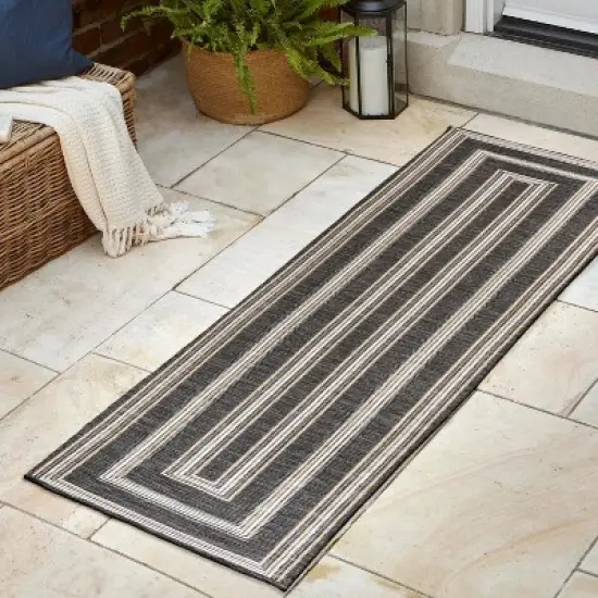 JONATHAN Y Argo Classic Nautical Mitre Stripe Reversible Machine-Washable Indoor/Outdoor Area Rug image {3}