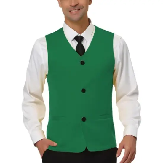 Lars Amadeus Men's V Neck Vests Sleeveless Pockets Button Up Casual Vest image {10}