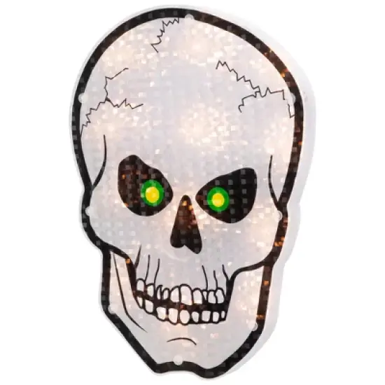 Northlight Lighted Holographic Halloween Skull Window Silhouette - 12" - Clear Lights image {3}