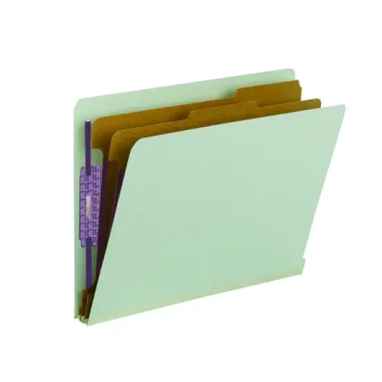 Smead End Tab Pressboard Classification File Folder with SafeSHIELD  Fasteners, 2 Dividers, Gray/Green (26810) image {5}