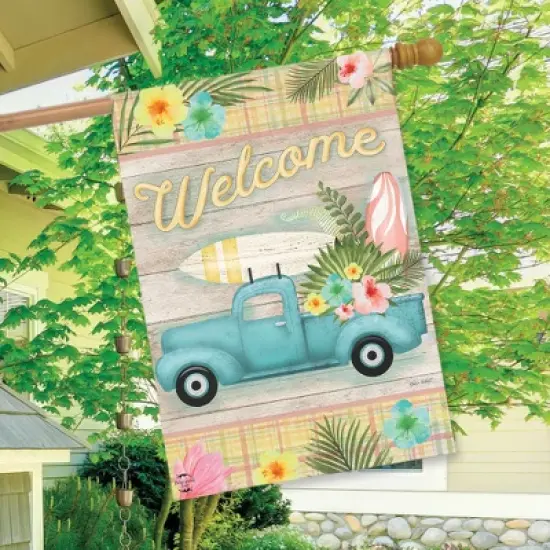 Briarwood Lane Tropical Pickup Truck Summer House Flag Welcome Su image {2}