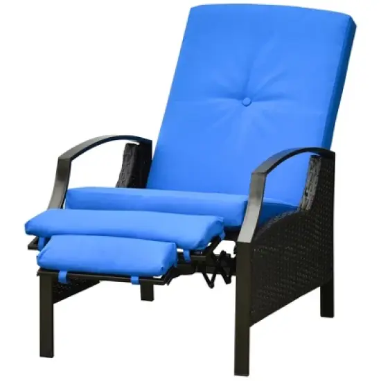 Outsunny Rattan Adjustable Recliner Chair with Hand-Woven All-Weather Wicker for Patio, Outdoor, Garden, Poolside image {3}
