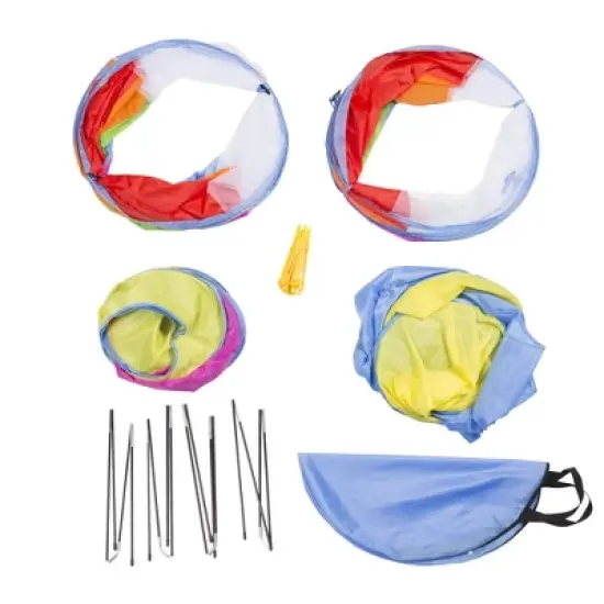 HearthSong 4-Piece Pop-Up Rainbow Play Tents (2) and Tunnels (2) with Mesh Tops for Indoor and Outdoor Play image {14}