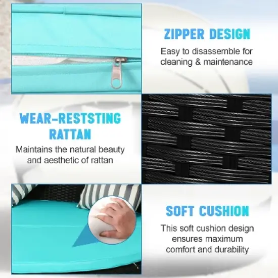 BestMassage Round Wicker Patio Daybed for Backyard Porch Patio or Poolside image {4}