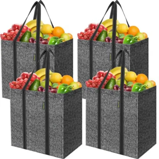 HOMLUX 4Pk Foldable Reusable Grocery Shopping Storage Bag Reinforced Bottom image {7}