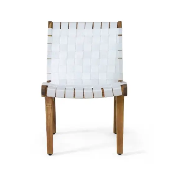 Charlotter 3pc Outdoor Rope Weave Chat Set: Acacia Wood, Ergonomic - Christopher Knight Home image {2}