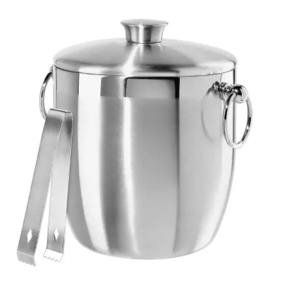 Oggi Stainless Steel Ice Bucket with Tongs: Double-Wall, 3 Qt Capacity, Hand Wash, 9.5" Height, 7.75" Width & Depth image {7}