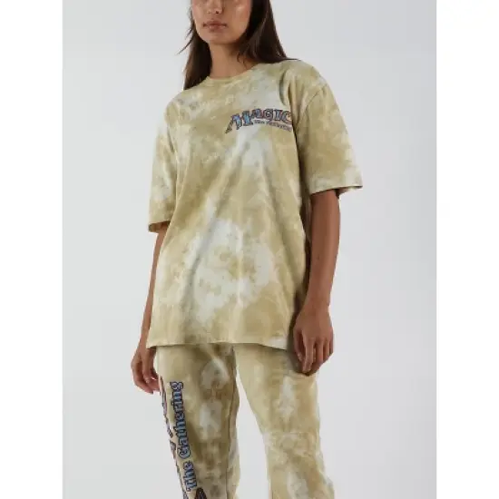 Magic The Gathering Black Lotus Card Adult Yellow Tie-Dye Crew Neck Short Sleeve T-shirt image {5}